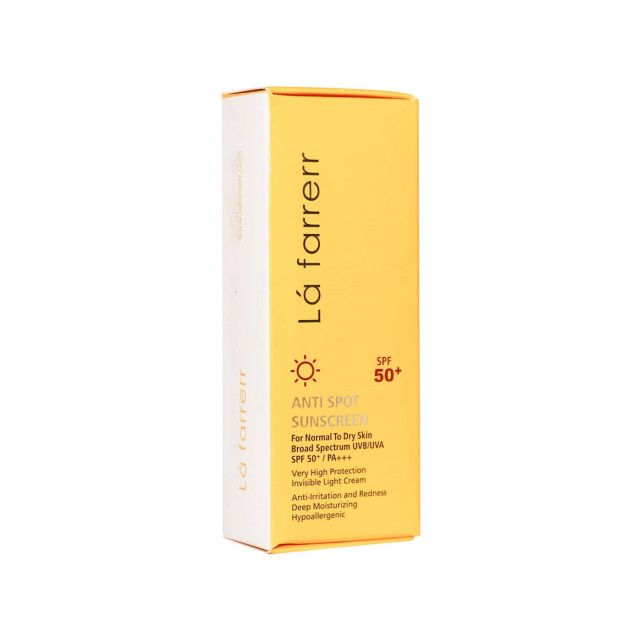 18e54e8530b94ee9c57c3e9326852284-single.jpg کرم ضد آفتاب و ضد لک SPF50 لافارر مناسب پوست های خشک و معمولی حجم 40 میلی لیتر - بی رنگ - لیپورا