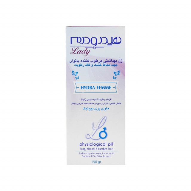83641849394a5311c7cc8ad04538aba4-single.jpg ژل بهداشتی مرطوب کننده بانوان هیدرودرم سری Lady مدل HYDRA FEMME حجم 150 میلی لیتر - لیپورا