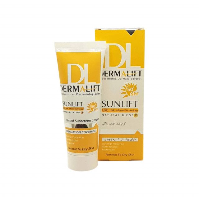 b93dee39dce56020b21161aee9c7f597-single.jpg کرم ضد آفتاب رنگی درمالیفت مدل SPF50 محافظ UVA ،UVB، ضد آب، مناسب پوست خشک حجم 40 میلیلیتر - لیپورا